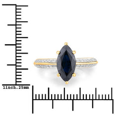 2.39 Carat Genuine Blue Sapphire and White Diamond 10K Yellow Gold Ring