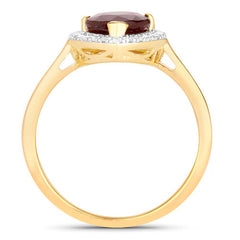 2.19 Carat Genuine Ruby and White Diamond 14K Yellow Gold Ring