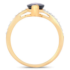 2.26 Carat Genuine Blue Sapphire and White Diamond 14K Yellow Gold Ring