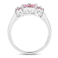 0.96 Carat Genuine Pink Sapphire  .925 Sterling Silver Ring