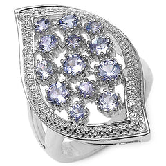 1.47 Carat Genuine Tanzanite .925 Sterling Silver Ring