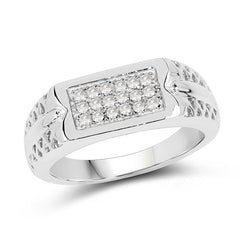 0.27 Carat Genuine White Diamond .925 Sterling Silver Ring