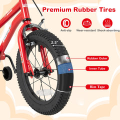 14-Inch Kids Bike Ages 3-8 with Handbrake and Coaster Brake and Bell Ring-14 inches