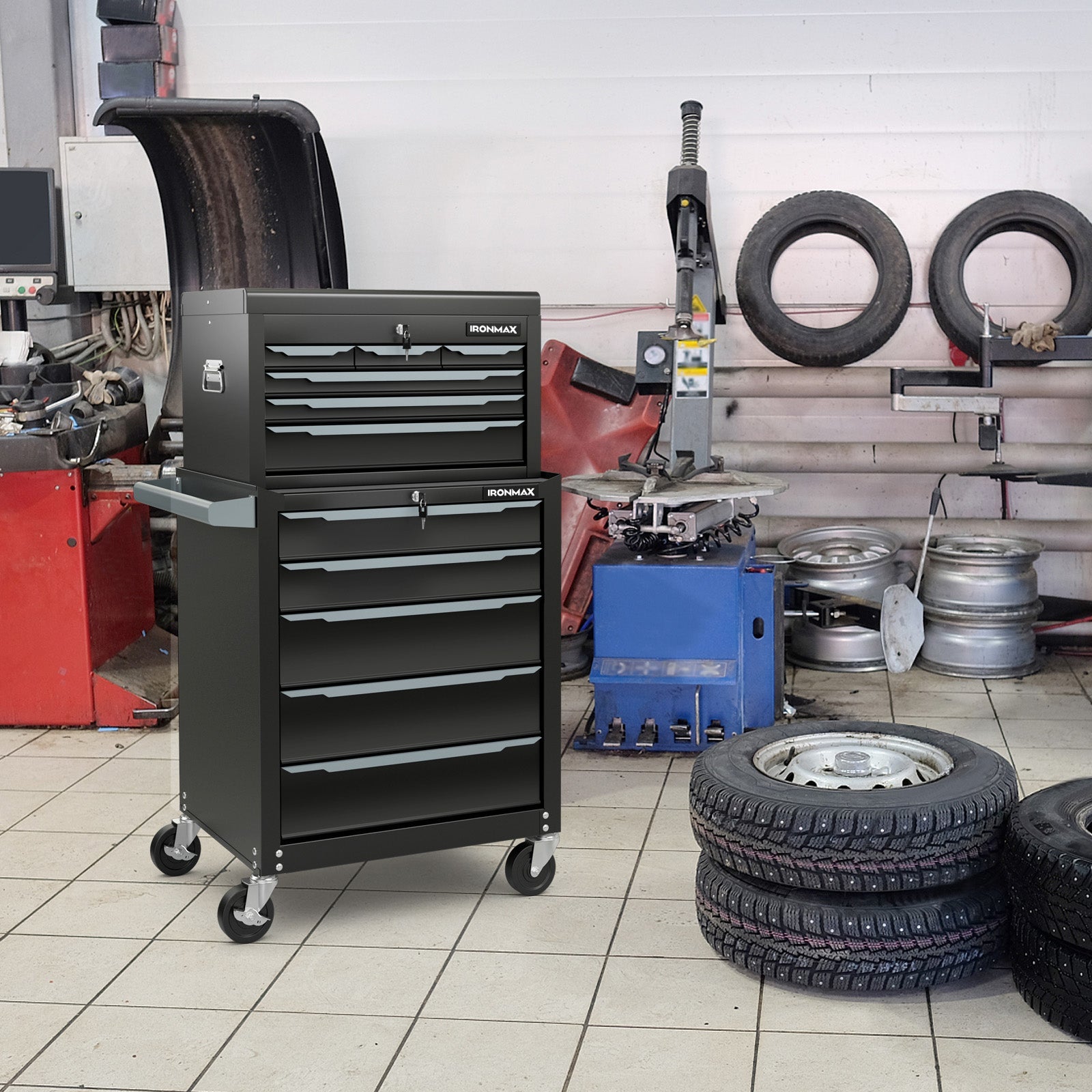 Rolling Steel Tool Chest with 11 Drawers & Locking System