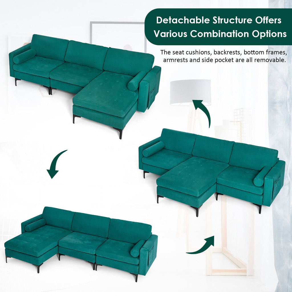 3-Seat L-Shaped Sectional Sofa with USB Ports & Storage