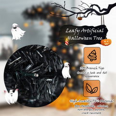 7 Feet Pre-Lit Black Halloween Tree with 8 Flash Modes and 400 Lights