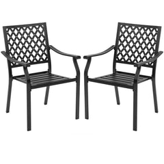3 Pieces Patio Dining Set Stackable Chairs Armrest Table with Umbrella Hole