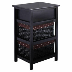 3 Tier Set of 2 Wood Nightstand with 1 and 2 Drawer