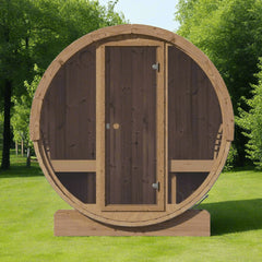 SaunaLife Model E8G Ergo Series 6-Person Outdoor Sauna Barrel With Tempered Glass Front [SL-MODELE8G] (SAK92814)