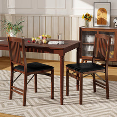Set of 2 Foldable Upholstered Kitchen Chairs with Padded Seat-Brown