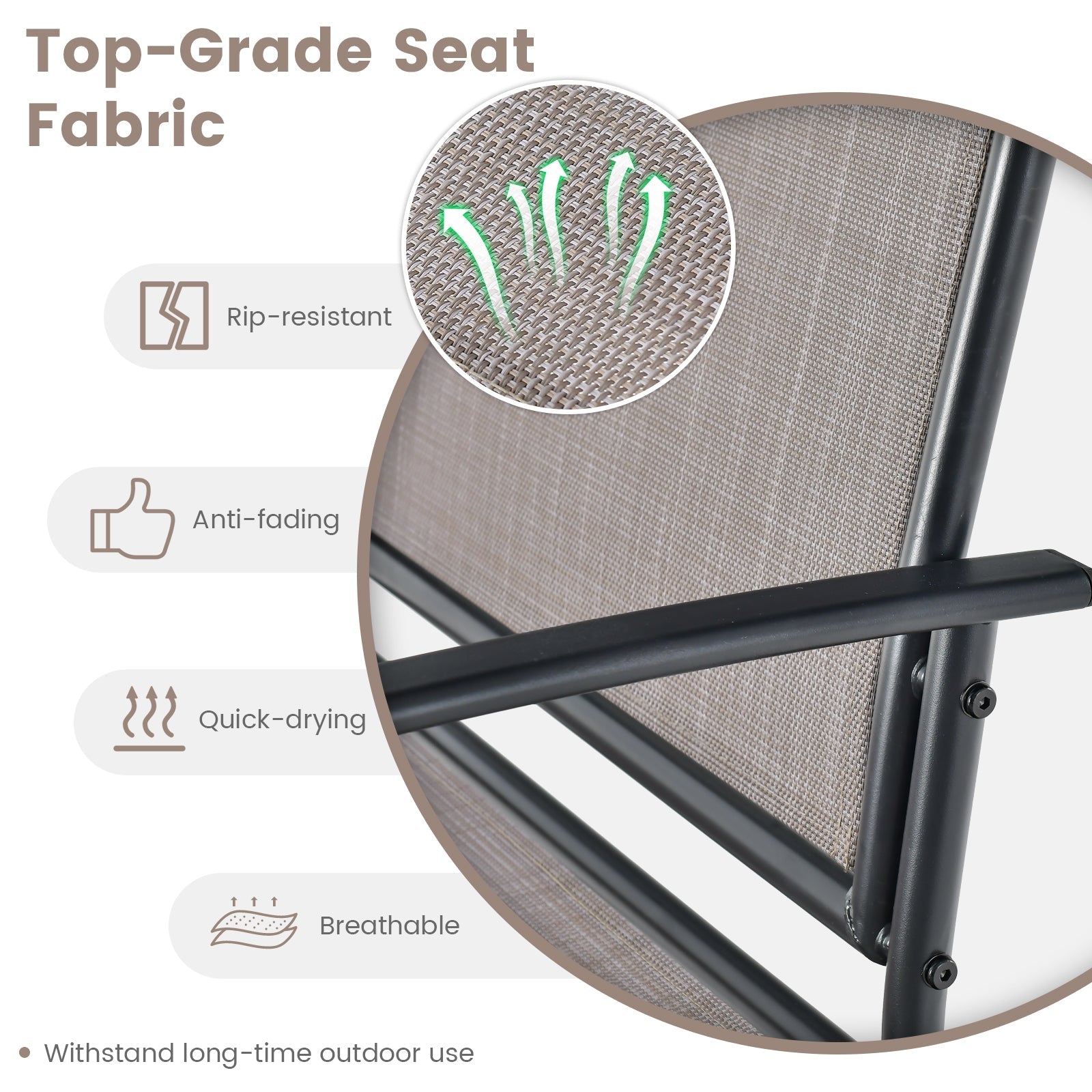 Set of 2 Outdoor Metal Glider Armchairs with Weather-resistant Fabric