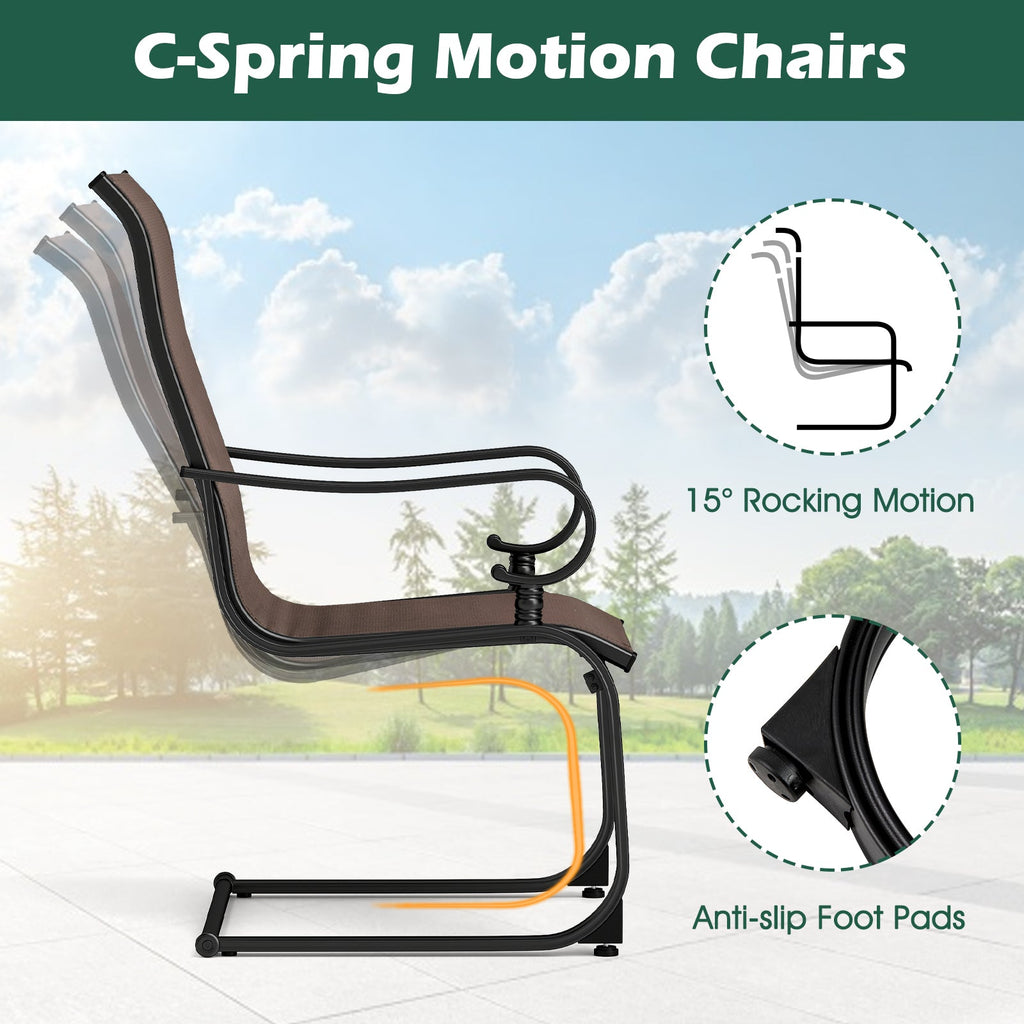 Set of 2 Patio Chairs with Quick-drying and Breathable Fabric for Backyard-Brown