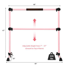 4 Feet Portable Ballet Barre with Adjustable Height-Pink