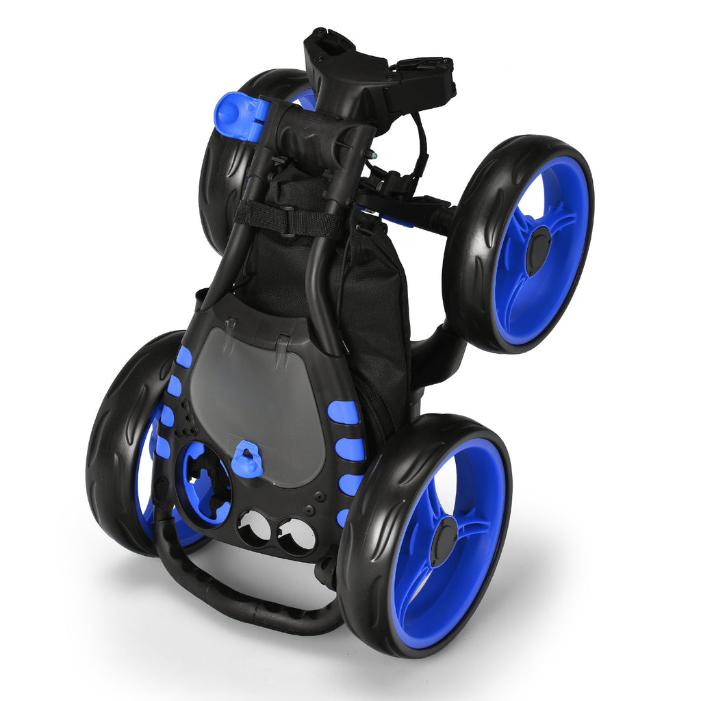 Golf Push Pull Cart with Foot Brake-Blue