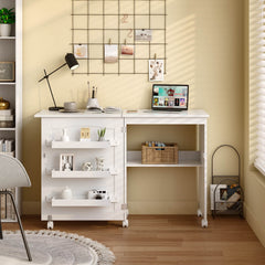 Folding Sewing Craft Table Shelf Storage Cabinet Home Furniture