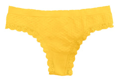 Scalloped Dot and Lace Seamless Tag Free Thong