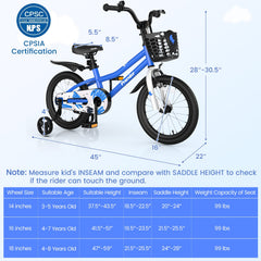 16 Inch Kids Bike with Removable Training Wheels-Blue