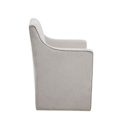 Upholstered Dining Chair with Casters and Padded Arms