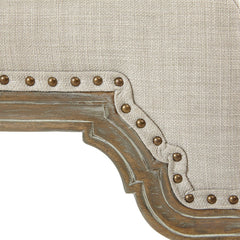 Upholstered Square Counter Stool with Nailhead TrimTurned Legsand Footrest