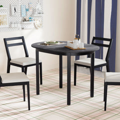 43 Inch Wooden Dining Table with Rubber Wood Legs for 2-4 People-Black