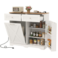 Dining Room Set: Tall Storage Cabinet and Trash Can Cabinet and Wall Mount Storage Organizer