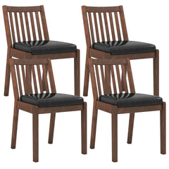 PU Leather Upholstered Dining Chair with Padded Seat Set of 4-Espresso
