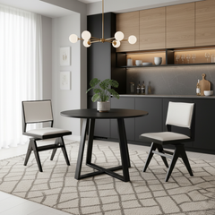 3-Piece Mid-Century Dining Set with 36‚Äù Round Pedestal Table and 2 Swivel Sherpa Upholstered Chairs