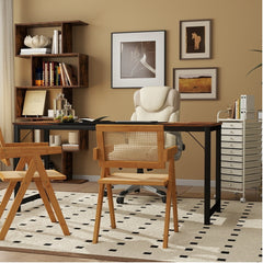 All-in-One Home Office Furniture Bundle - Ergonomic Chair Spacious Desk Multi-Drawer Cart Bookshelf & Accent Chairs