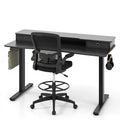 Electric Height Adjustable Standing Desk and Drafting Chair Set with Storage Drawers