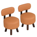 Small Footrest Stools Set of 2 Round Ottoman with Backrest
