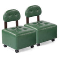 Small Rolling Footrest Stools Set of 2 with Lockable Wheels