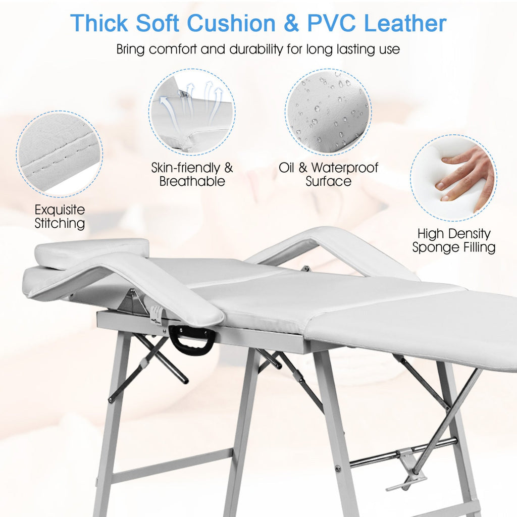 73 Inch Adjustable Massage Table with Backrest & Footrest