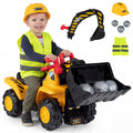 3-in-1 Ride on Excavator Bulldozer Detachable with Engine Sound and Helmet