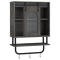 Bathroom Wall Cabinet with Sliding Barn Door and Metal Hanging Bar with 3 Hooks