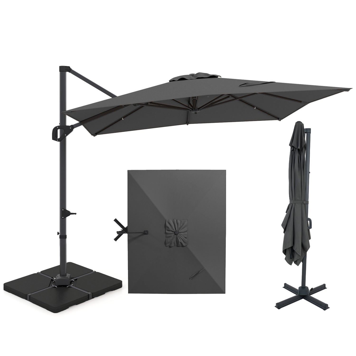 Offset Hanging Patio Umbrella 11x9 ft with 220 lb Base
