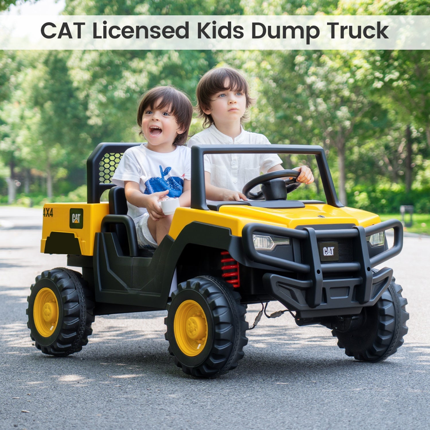 24V Ride-On Dump Truck 2-Seater with Remote Control - Yellow