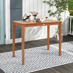 48 Inch x 24 Inch Rectangular Outdoor Eucalyptus Wood Bar Table for 4 People