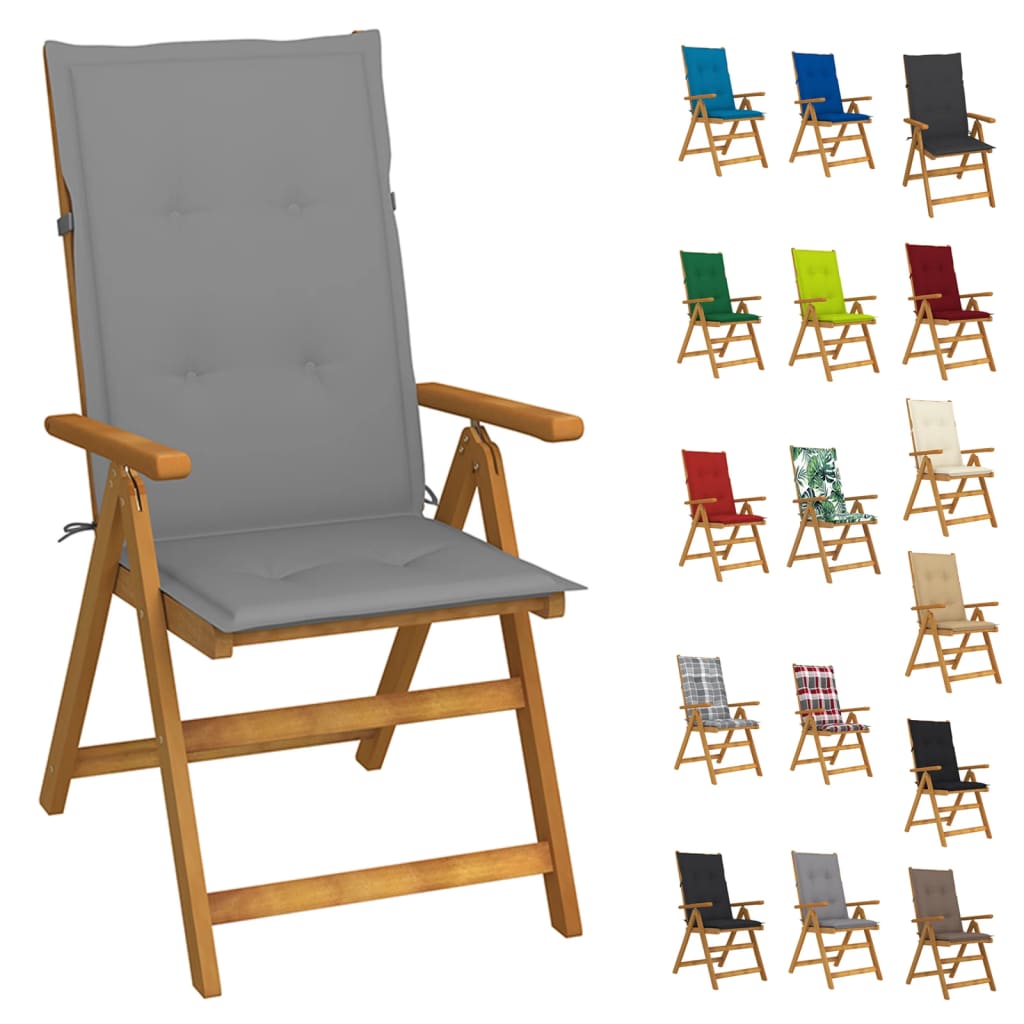 vidaXL Outdoor Recliner Chairs Patio Chair with Cushions Solid Wood Acacia