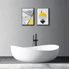 Alora Premium Freestanding Extra Large Oval Stone Besin Soaking Bathtub, 71" (SAK80751)