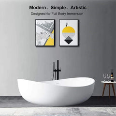 Alora Premium Freestanding Extra Large Oval Stone Besin Soaking Bathtub, 71" (SAK80751)